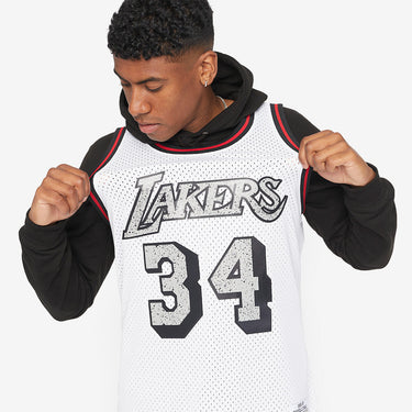 Los Angeles Lakers Shaquille O'Neal 1996 Cracked Cement Swingman Jersey - View 4 - Jersey Zone