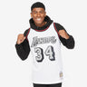 Los Angeles Lakers Shaquille O'Neal 1996 Cracked Cement Swingman Jersey - Front View - Jersey Zone