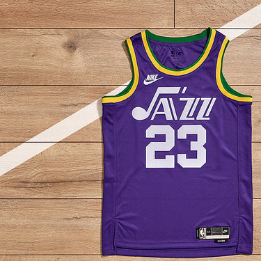 Utah Jazz Lauri Markkanen Dri-FIT Swingman HWC 2023 Jersey - Fabric and Crest Detail - Jersey Zone