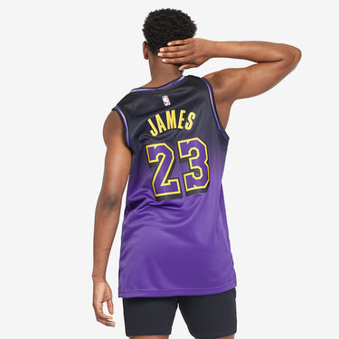 Los Angeles Lakers LeBron James 2024 City Edition Swingman Jersey - Fabric and Crest Detail - Jersey Zone