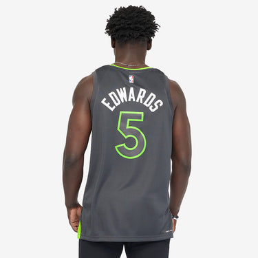 Minnesota Timberwolves Anthony Edwards Statement Edition Dri-FIT Swingman Jersey - Fabric and Crest Detail - Jersey Zone
