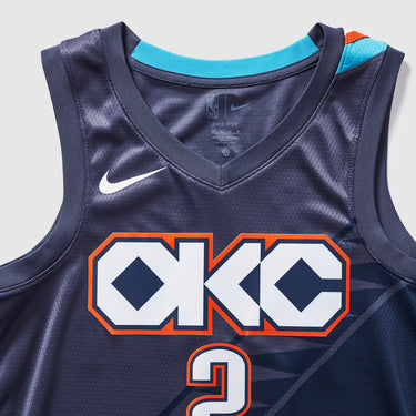 Oklahoma City Thunder Shai Gilgeous-Alexander 2025 City Edition Swingman Jersey - Fabric and Crest Detail - Jersey Zone