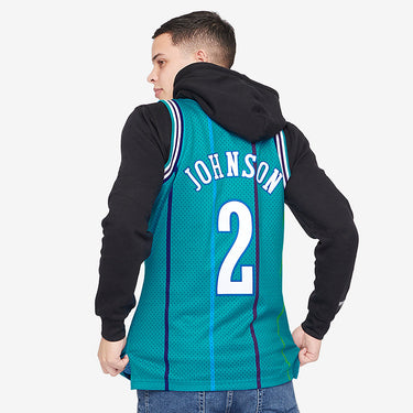 Brooklyn Nets Larry Johnson Charlotte Hornets Swingman Jersey - Fabric and Crest Detail - Jersey Zone