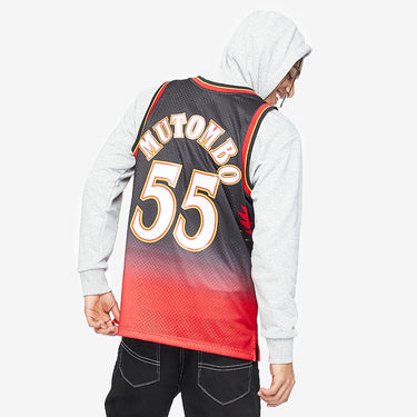 Atlanta Hawks Dikembe Mutombo 96-97 Swingman Jersey - Fabric and Crest Detail - Jersey Zone