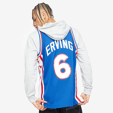 Philadelphia 76ers Julius Erving 76-77 Swingman Jersey - Fabric and Crest Detail - Jersey Zone