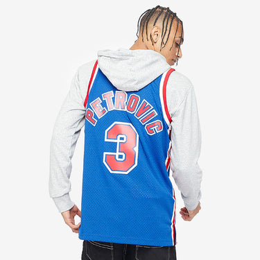 Brooklyn Nets Drazen Petrovic New Jersey 92-93 Swingman Jersey - Fabric and Crest Detail - Jersey Zone