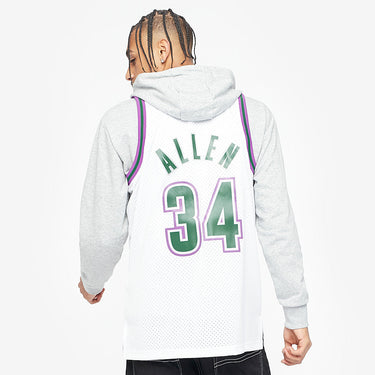 Milwaukee Bucks Ray Allen 96-97 Swingman Jersey - Fabric and Crest Detail - Jersey Zone