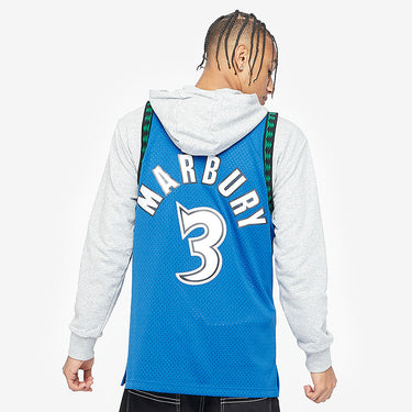 Minnesota Timberwolves Stephon Marbury 96-97 Swingman Jersey - Fabric and Crest Detail - Jersey Zone