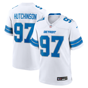 Detroit Lions Aidan Hutchinson Game Jersey Blue - View 12 - Jersey Zone