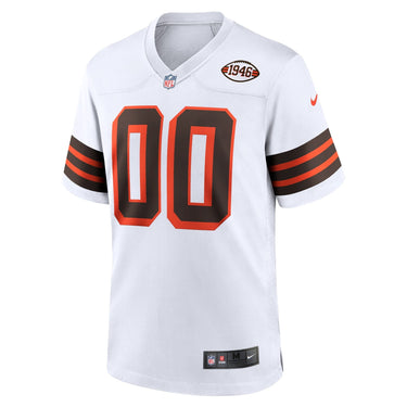 Cleveland Browns 1946 Collection Alternate Custom Jersey - White - Fabric and Crest Detail - Jersey Zone