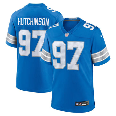 Detroit Lions Aidan Hutchinson Game Jersey Blue - View 10 - Jersey Zone