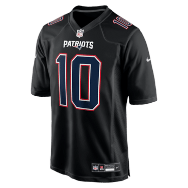 New England Patriots Drake Maye Game Jersey Carbon Black - Fabric and Crest Detail - Jersey Zone