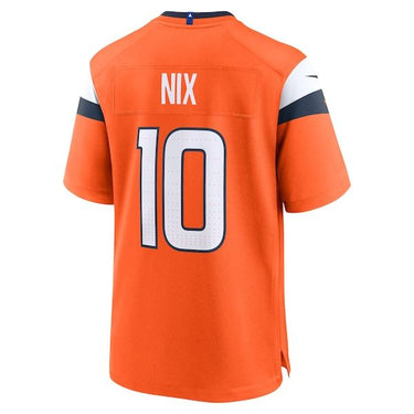 Denver Broncos Bo Nix Game Jersey Orange - View 4 - Jersey Zone