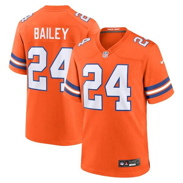 Denver Broncos Champ Bailey Alternate Game Jersey Orange - Back View - Jersey Zone