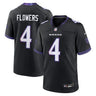 Baltimore Ravens Zay Flowers Alternate Game Jersey Black - Front View - Jersey Zone