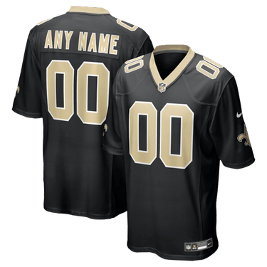 New Orleans Saints Custom Game Jersey Black - Front View - Jersey Zone