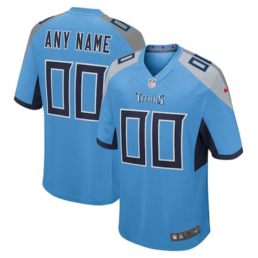 Tennessee Titans Alternate Custom Game Jersey Light Blue - Front View - Jersey Zone