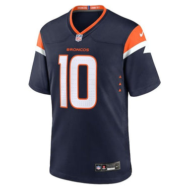 Denver Broncos Bo Nix Alternate Game Jersey Navy - Fabric and Crest Detail - Jersey Zone