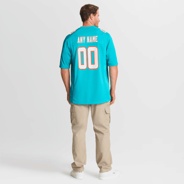 Miami Dolphins Custom Game Jersey Aqua - View 9 - Jersey Zone