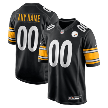 Pittsburgh Steelers Custom Game Jersey Black - Front View - Jersey Zone