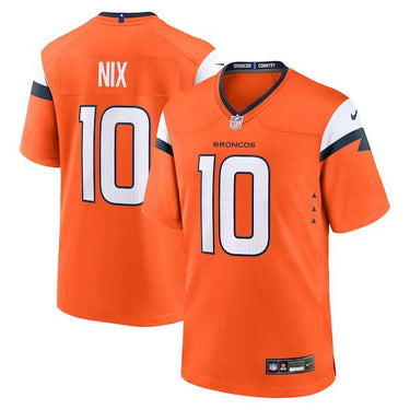 Denver Broncos Bo Nix Game Jersey Orange - Back View - Jersey Zone