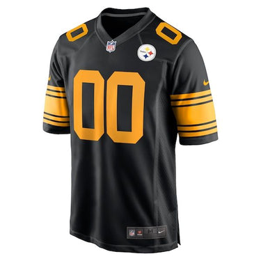 Pittsburgh Steelers Custom Game Jersey Black - Fabric and Crest Detail - Jersey Zone