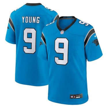 Carolina Panthers Bryce Young Alternate Game Jersey Blue - Front View - Jersey Zone