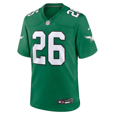 Philadelphia Eagles Saquon Barkley Alternate Game Jersey Kelly Green - Fabric and Crest Detail - Jersey Zone