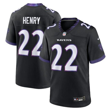 Baltimore Ravens Derrick Henry Alternate Game Jersey Black - Front View - Jersey Zone