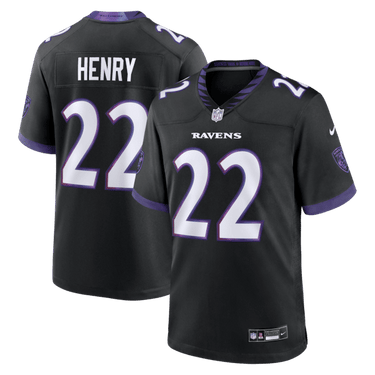 Baltimore Ravens Derrick Henry Alternate Game Jersey Black - Back View - Jersey Zone