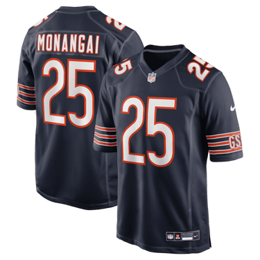 Chicago Bears Kyle Monangai Team Game Jersey Navy - Back View - Jersey Zone