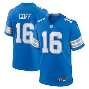 Detroit Lions Jared Goff Game Jersey Blue - Back View - Jersey Zone