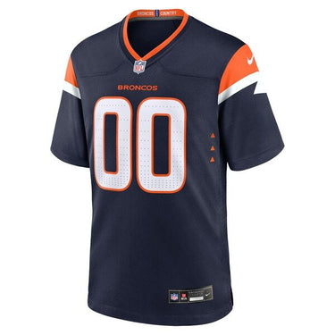 Denver Broncos Alternate Mile High Collection Custom Game Jersey Navy - Fabric and Crest Detail - Jersey Zone