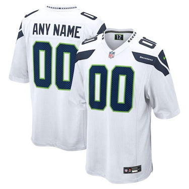 Seattle Seahawks Custom Game Jersey White - Back View - Jersey Zone