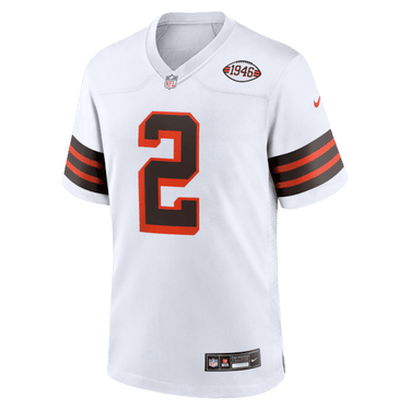 Cleveland Browns Shedeur Sanders Alternate Game Jersey White - Fabric and Crest Detail - Jersey Zone
