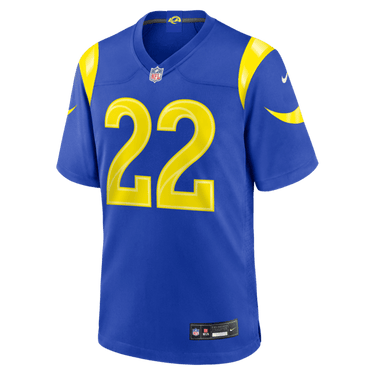 Los Angeles Rams Trent McDuffie Game Jersey Royal - Fabric and Crest Detail - Jersey Zone