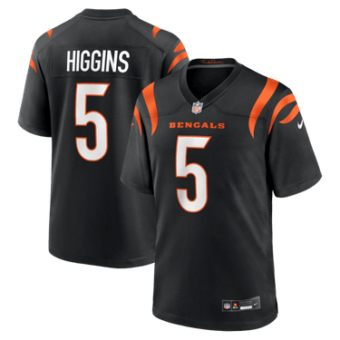 Cincinnati Bengals Tee Higgins Game Jersey Black - Back View - Jersey Zone