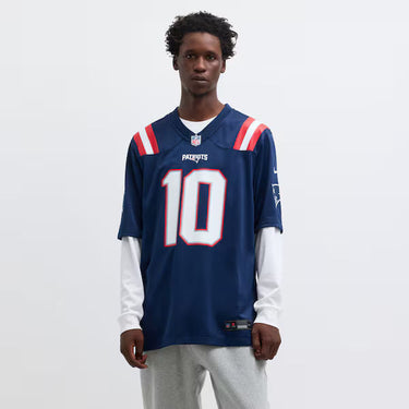 New England Patriots Drake Maye Game Jersey Navy - View 5 - Jersey Zone
