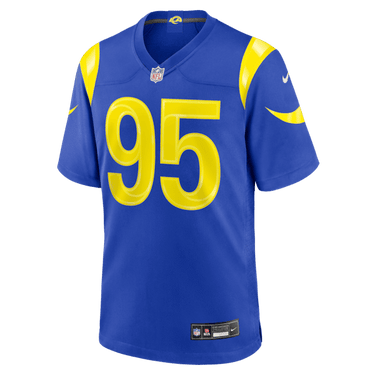 Myles Garrett Los Angeles Rams Game Jersey Royal - Fabric and Crest Detail - Jersey Zone