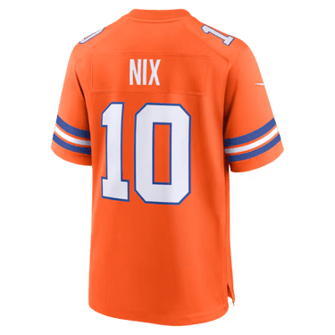 Denver Broncos Bo Nix Mile High Collection 1977 Throwback Game Jersey Orange - View 8 - Jersey Zone