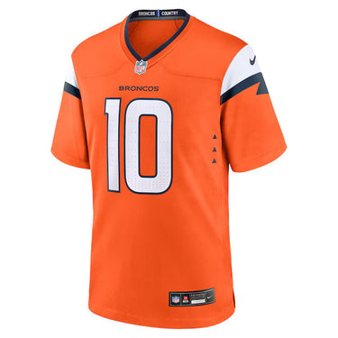 Denver Broncos Bo Nix Game Jersey Orange - Fabric and Crest Detail - Jersey Zone