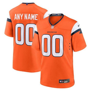 Denver Broncos Custom Game Jersey Orange - Front View - Jersey Zone