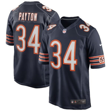 Chicago Bears Walter Payton Game Retired Player Jersey Navy - Back View - Jersey Zone