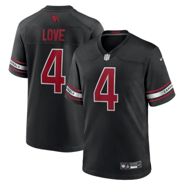 Arizona Cardinals Jeremiyah Love Alternate Game Player Jersey Black - Back View - Jersey Zone