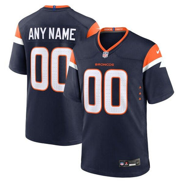 Denver Broncos Alternate Mile High Collection Custom Game Jersey Navy - Back View - Jersey Zone