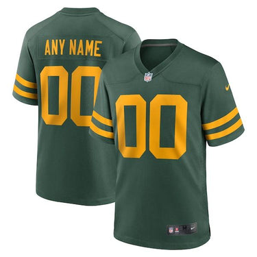 Green Bay Packers Alternate Custom Jersey Green - Back View - Jersey Zone