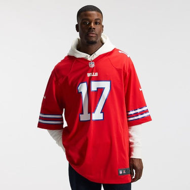 Buffalo Bills Josh Allen Game Jersey Red - Fabric and Crest Detail - Jersey Zone