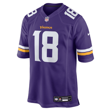 Minnesota Vikings Justin Jefferson Game Jersey Purple - Fabric and Crest Detail - Jersey Zone