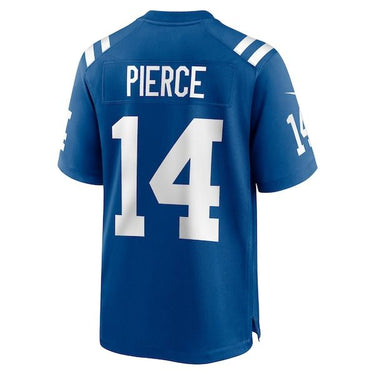 Indianapolis Colts Alec Pierce Game Jersey Royal - Fabric and Crest Detail - Jersey Zone