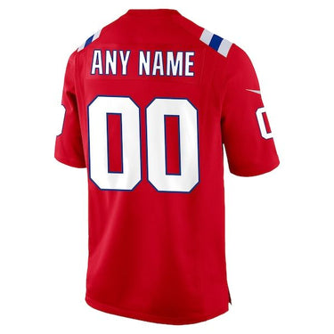New England Patriots Alternate Custom Jersey Red - View 4 - Jersey Zone